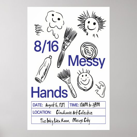 Messy Hands Poster Print Playful Brushstrokes (Vorne)