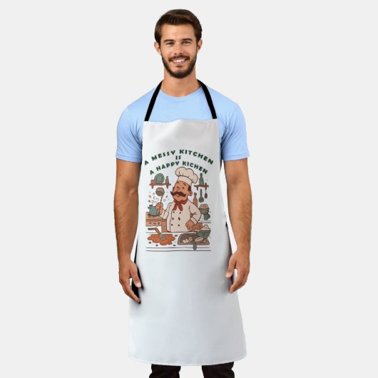 Messy Kitchen, Happy Koch Schürze (Getragen)