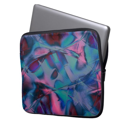 Messy Kurven poliert von leuchtendem Cyan bis rosa Laptopschutzhülle (Vorderseite Links)