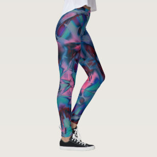 Messy Kurven poliert von leuchtendem Cyan bis rosa Leggings