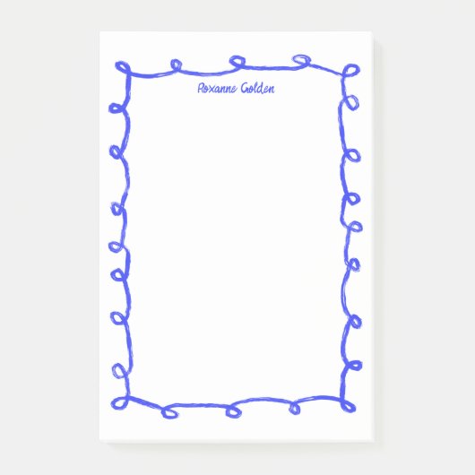 Messy Loops Doodle Frame INDIVIDUELLE NAME Notepad Post-it Klebezettel (Vorderseite)