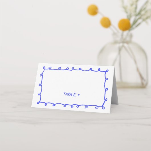 Messy Loops Doodle Handmade Bar Bat Mitzvah Platzkarte (Vorderseite)