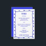 Messy Loops Hand gezeichnet Custom Bar Bat Mitzvah Menükarte<br><div class="desc">Perfekte Menükarte für eine Fledermausmitzvah, Bar mitzvah oder andere jüdische Feiern! Handgefertigte Pinselstrichrahmen für Sie auf der Vorderseite! Vollständig anpassbar! Klicken Sie auf "Personalisieren" oben, um den Text zu bearbeiten. Klicken Sie auf "Bearbeiten mit dem Designwerkzeug", um die Schriftart, Farben und Einstellungen anzupassen und die hintere Seitenfarbe zu löschen, wenn...</div>
