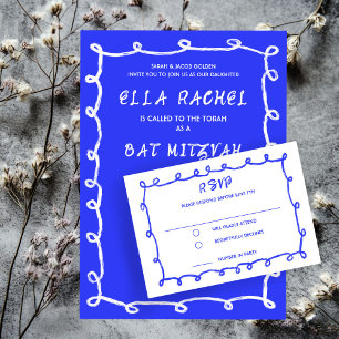 Messy Loops Hand gezeichnet Custom Bar Bat Mitzvah RSVP Karte