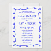 Messy Loops Hand gezeichnet QR Bar Bat Mitzvah Einladung (Vorderseite)