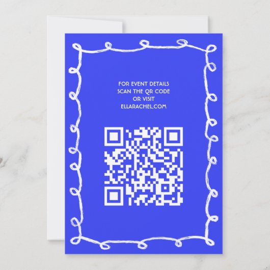 Messy Loops Hand gezeichnet QR Bar Bat Mitzvah Einladung (Rückseite)