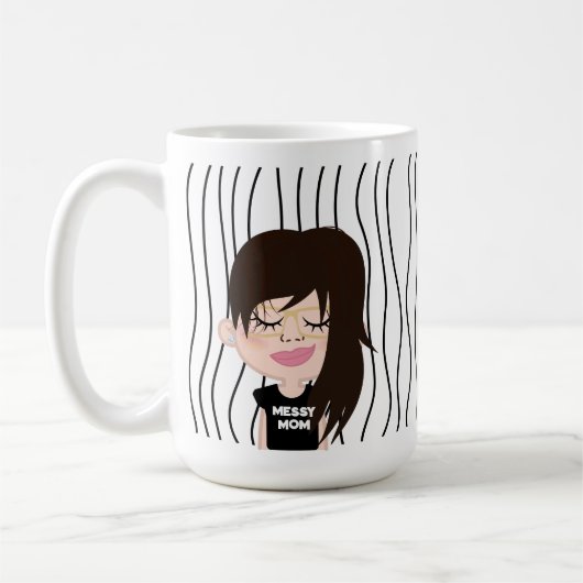 MESSY MAMA | Sonnengesicht(en) Stripte Mutter-Tag- Kaffeetasse (Links)