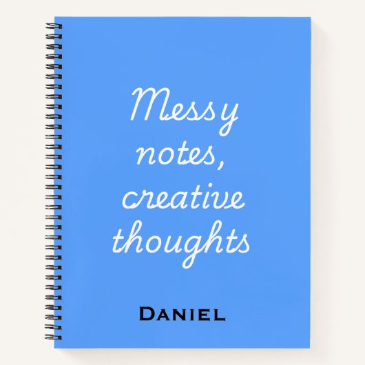 Messy Notes, Creative Thoughts – Notebook Quotes Notizblock (Vorderseite)