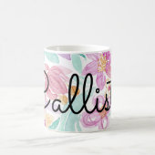 Messy Pink Orange Floral Watercolor Monogram Kaffeetasse (Mittel)