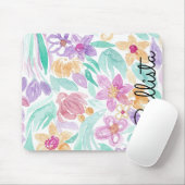 Messy Pink Orange Floral Watercolor Monogram Mousepad (Mit Mouse)