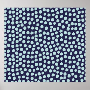 Messy Polka Punkte, trendige Farbmuster. Poster