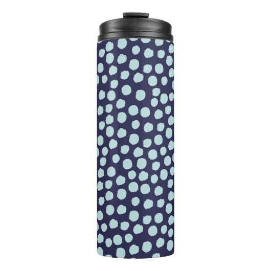 Messy Polka Punkte, trendige Farbmuster. Thermosbecher (Vorderseite)