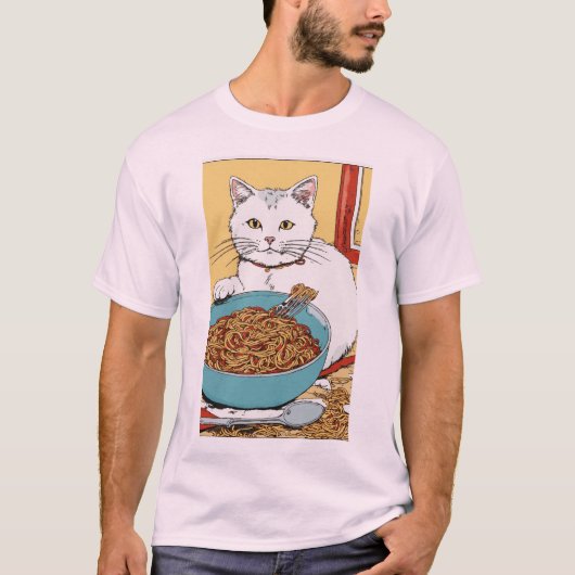 Messy Spaghetti Cat - Hergé Inspiriert T - Shirt D (Vorderseite)