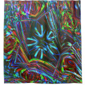 Messy Striche mit farbenfrohen Neon auf dunklem Hi Duschvorhang (Vorderseite)