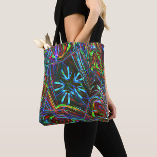 Messy Striche mit farbenfrohen Neon auf dunklem Hi Tasche