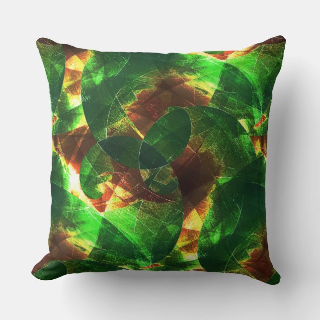 Messy überlappend strukturierte braune bis grüne S Kissen (Vorderseite)