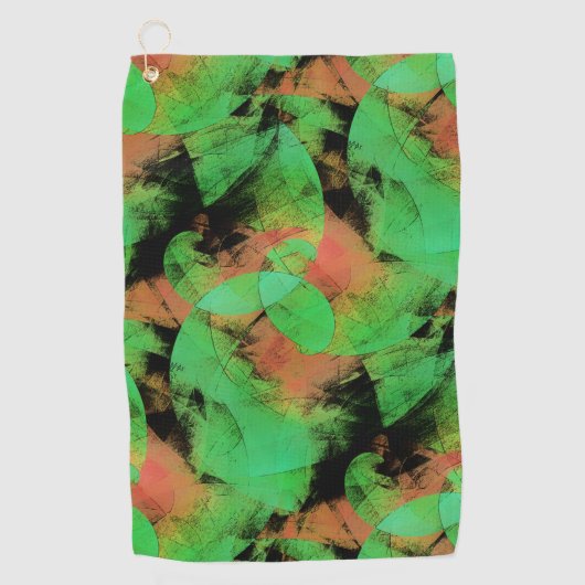 Messy überlappende texturierte Lachs grüne Spirale Golfhandtuch (Vorderseite)