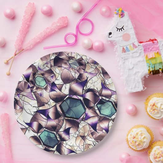 Messy virtuelle Blume in Gradiententönen Pappteller (Party)