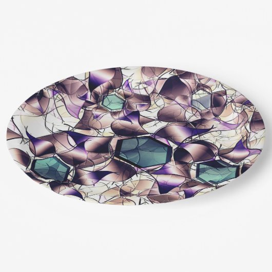 Messy virtuelle Blume in Gradiententönen Pappteller (Schrägansicht)