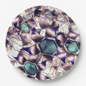 Messy virtuelle Blume in Gradiententönen Pappteller (Vorderseite)