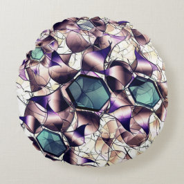 Messy virtuelle Blume in Gradiententönen Rundes Kissen