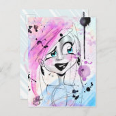 Messy Watercolor Sketch Girl Postkarte (Vorne/Hinten)