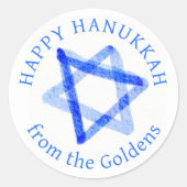 Messy Watercolor Stars CUSTOM Hanukkah Runder Aufkleber (Vorderseite)