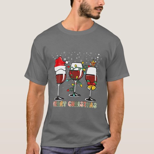 Messy Weihnachtswein Brille mit Weihnachtsmannmütz T-Shirt (Vorderseite)