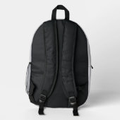 Messy White Monogram on Gray Grunge Bedruckter Rucksack (Rückseite)