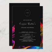 Messy Wild Tropical Style Black Business Opening Einladung (Vorne/Hinten)