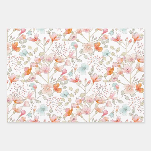 Messy Wildblumen Geschenkpapier Set (Vorderseite)