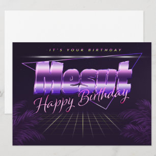 Mesut Name Vorname lila retro Karte Geburtstag