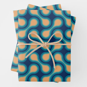 Metaball Graphic Circle Barbell Blue der 1970er Ja Geschenkpapier Set