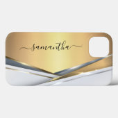 Metal 3-D Gold Monogramm Case-Mate iPhone Hülle (Rückseite (Horizontal))
