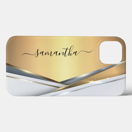 Metal 3-D Gold Monogramm Case-Mate iPhone Hülle (Rückseite (Horizontal))