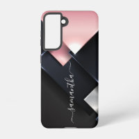 Metal 3-D Monogramm Pink Black Squares