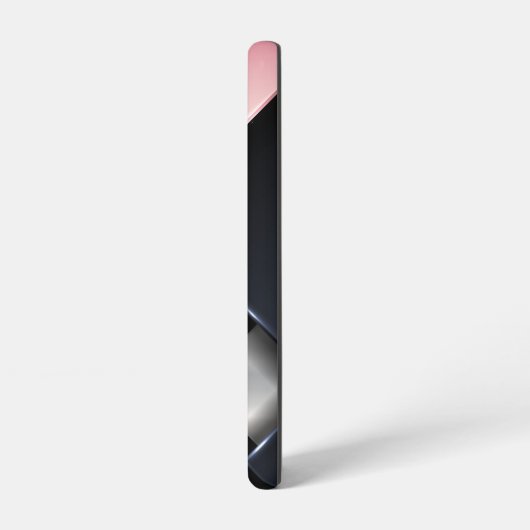 Metal 3-D Monogramm Pink Black Squares Samsung Galaxy Hülle (Linke Seite)