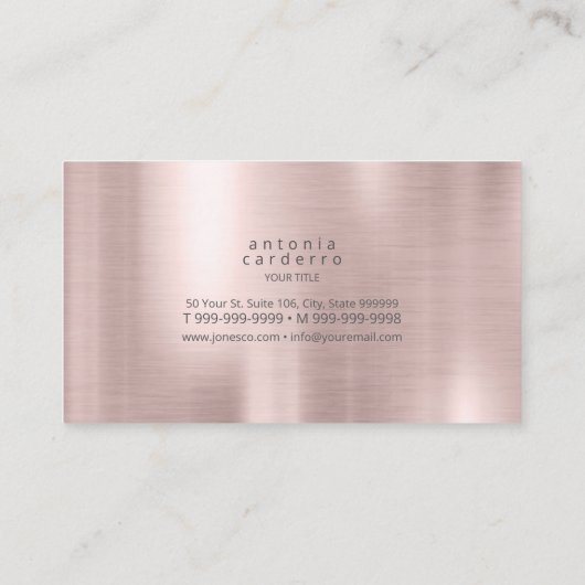 Metal and Glitzer Marble Wave Blk Rose Gold ID808 Visitenkarte (Rückseite)