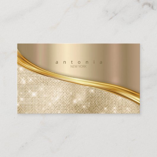 Metal and Glitzer Wave Gold ID807 Visitenkarte (Vorderseite)