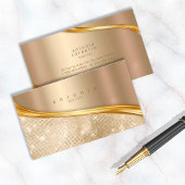 Metal and Glitzer Wave Gold ID807 Visitenkarte