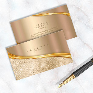 Metal and Glitzer Wave Gold ID807 Visitenkarte