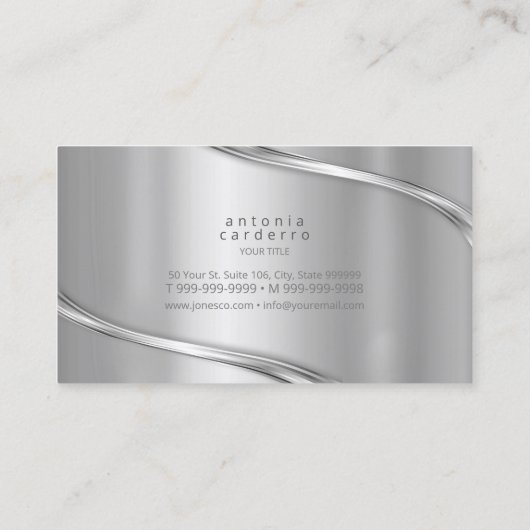 Metal and Glitzer Wave Silver ID807 Visitenkarte (Rückseite)