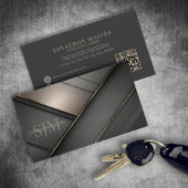Metal and Wood Crosshatch Gray ID1041 Visitenkarte