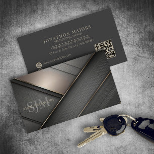 Metal and Wood Crosshatch Gray ID1041 Visitenkarte