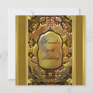 Metal Antique Gold Book Mens 60. Geburtstag Mann Einladung