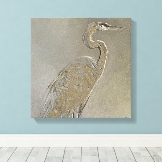 Metal Blue Heron Leinwanddruck (Insitu (Holzboden))
