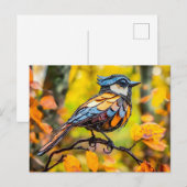Metal Blue Tit on Branch Postkarte (Vorne/Hinten)