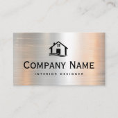 Metal Bold Interior Designer Logo hinzufügen Visitenkarte (Vorderseite)