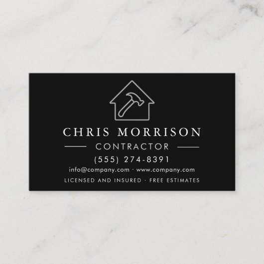 Metal Building Construction Black Silver QR Code Visitenkarte (Vorderseite)