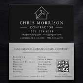 Metal Building Construction Black Silver QR Code Visitenkarte